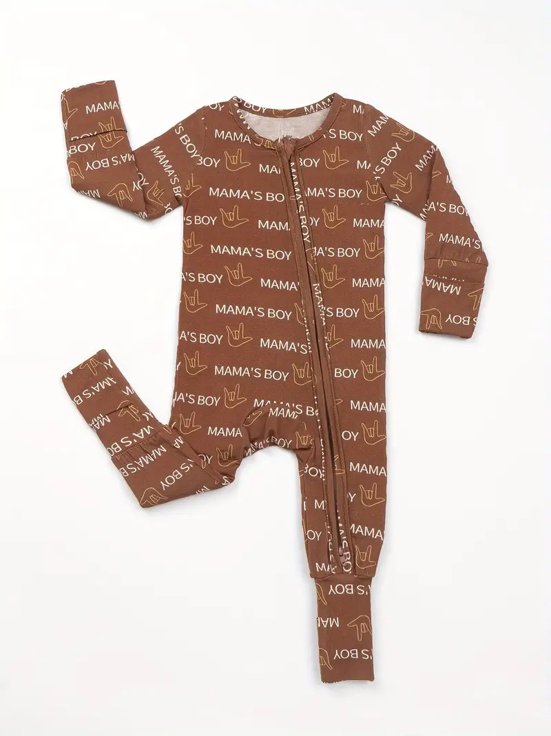 Baby's MAMAS BOY Full Print Bamboo Fiber Long Sleeve Romper, Toddler & Infant Boy's Bodysuit For ... | Temu Affiliate Program