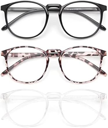 IBOANN 3 Pack Blue Light Blocking Glasses Women/Men, Round Fashion Retro Frame, Vintage Fake Eyeg... | Amazon (US)