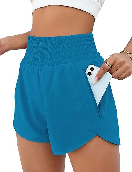 Women's Athletic Shorts High Waisted Running Shorts Pocket Sporty Shorts Gym Elastic Workout Shor... | Amazon (US)