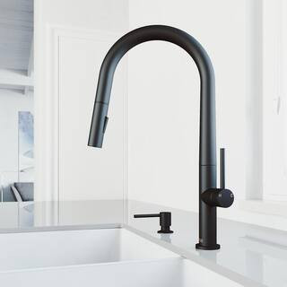 VIGO Greenwich Single-Handle Pull-Down Sprayer Kitchen Faucet with Bolton Soap Dispenser in Matte Bl | The Home Depot