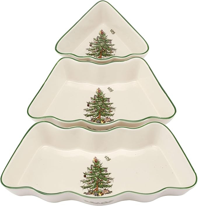 Spode Christmas Tree Dip Bowl Set - 3-Piece Ceramic Christmas Dipping Set - Festive Salsa Bowls f... | Amazon (US)