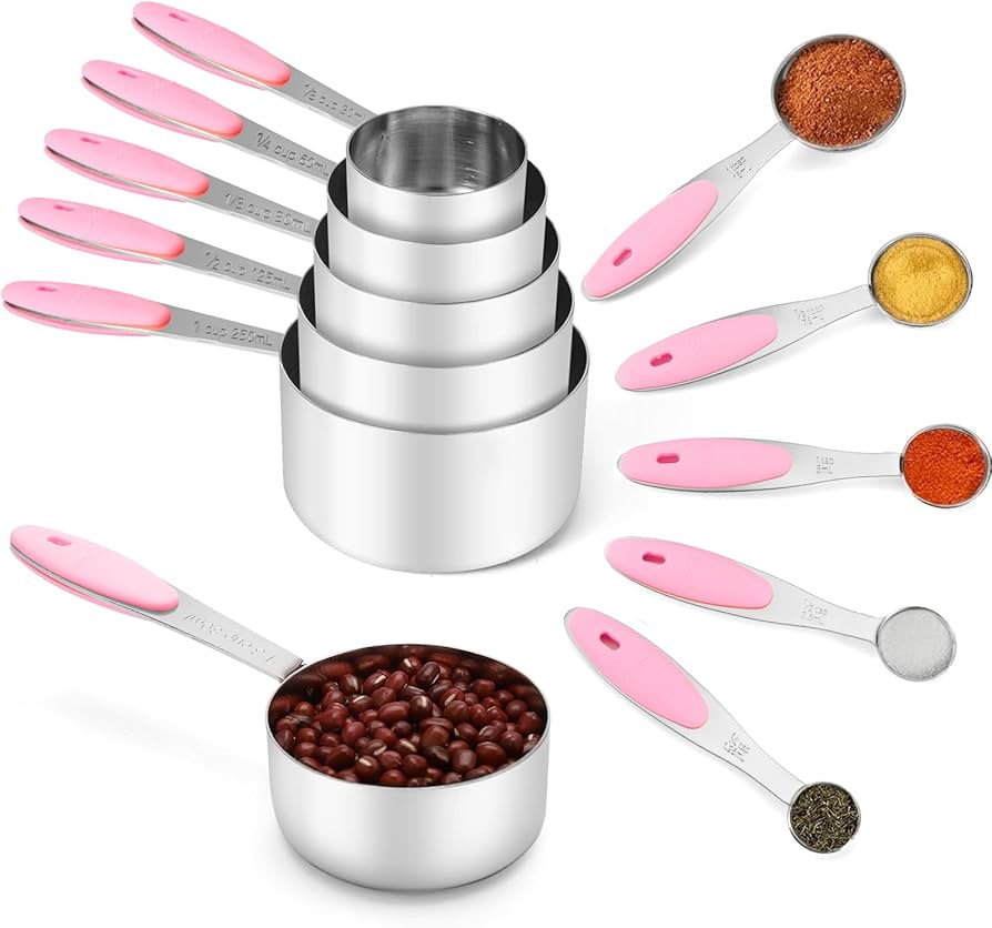 Joyhill Stainless Steel Measuring Cups and Spoons Set of 10 Piece, Nesting Metal Measuring Cups S... | Amazon (US)