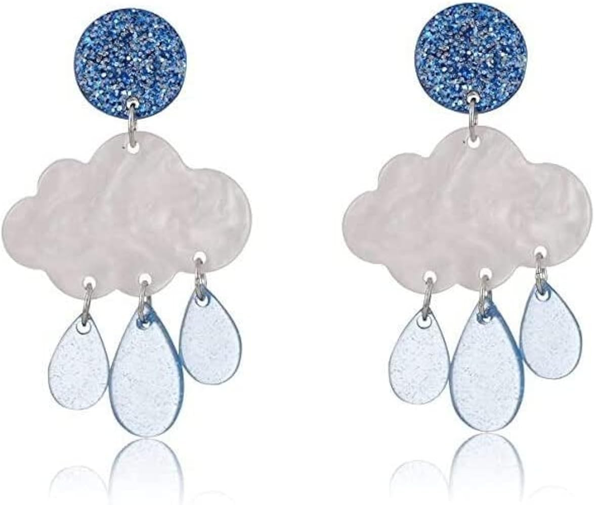 Creative Umbrella Clouds Raining Earrings Cute Acrylic Weather Raindrops Water Droplets Dangle Ea... | Amazon (US)
