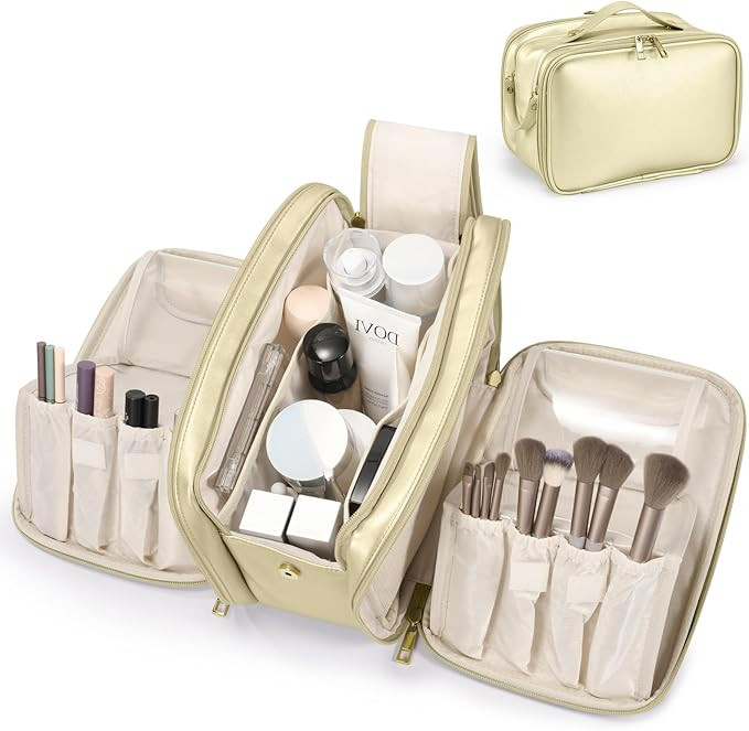 Travel Makeup Bag Women's Large Capacity Cosmetic Portable Organizer Large Opening Waterproof Sto... | Amazon (US)