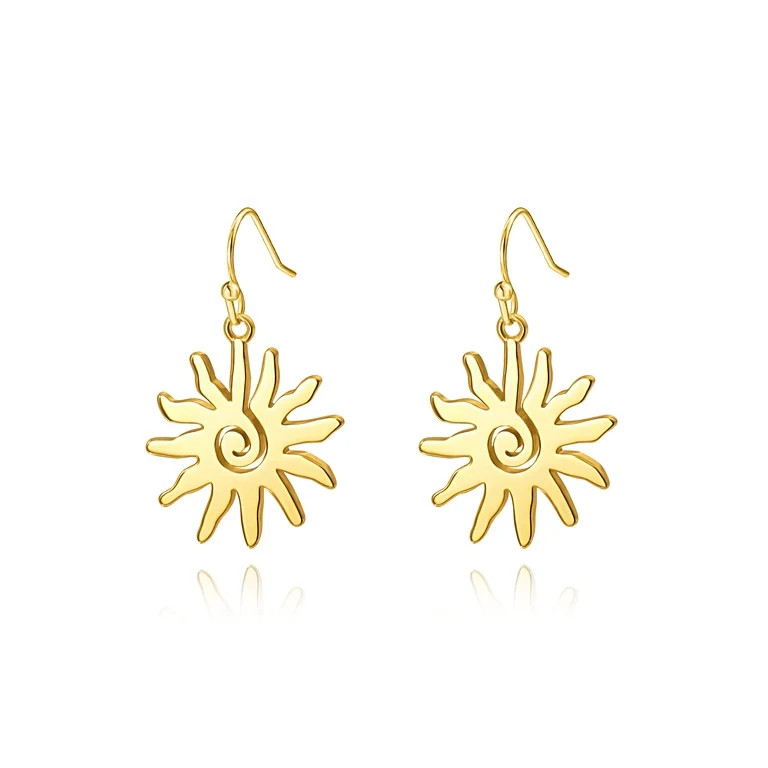 CANEVINKA  Gold Sun Earrings for Women 18K Gold Plated Boho Spiral Sun Small Earrings for Women | Walmart (US)