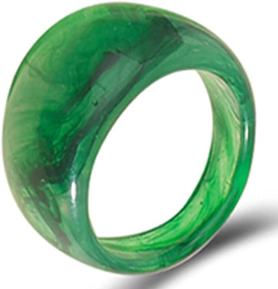 Acrylic Resin Plastic Imitation Jade Wedding Statement Cocktail Party Holiday Anniversary Ring | Amazon (US)