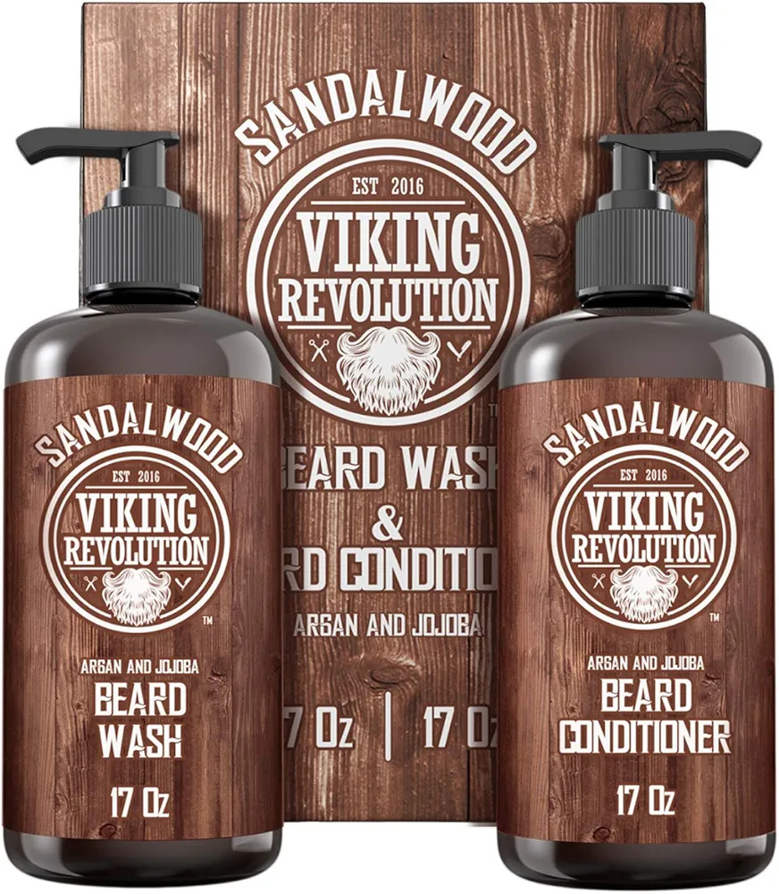 Beard Wash & Beard Conditioner Set w/Argan & Jojoba Oils - Softens & Strengthens - Natural Sandal... | Amazon (US)