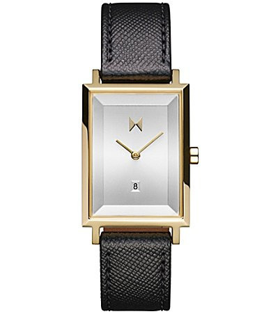 MVMT Women's Signature Square Quartz Analog Black Leather Strap Watch - Black | Dillard's