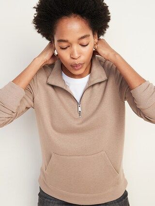 Relaxed 1/4-Zip Mock-Neck Pullover for Women | Old Navy (US)