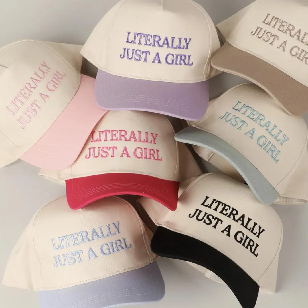 Literally Just A Girl Embroidery Two Tone Trucker Hat, Literally Just A Girl Embroidered Trucker ... | Etsy (US)