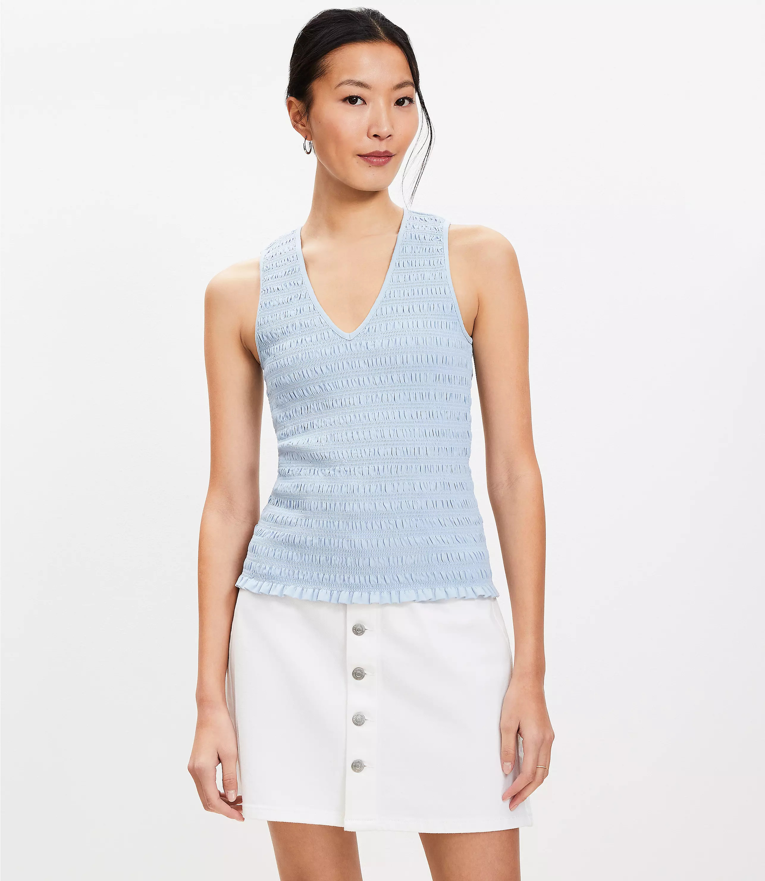 Smocked Modern Tank Top | LOFT