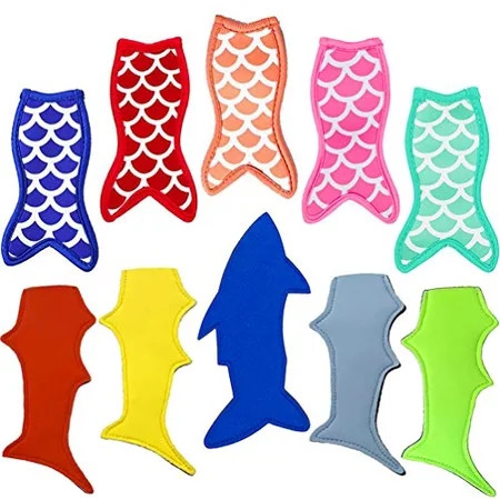 Popsicle Holder Bags Mermaid and Shark Ice Pop Sleeves Freezer Reusable Popsicle Covers 10 Pc | Walmart (US)