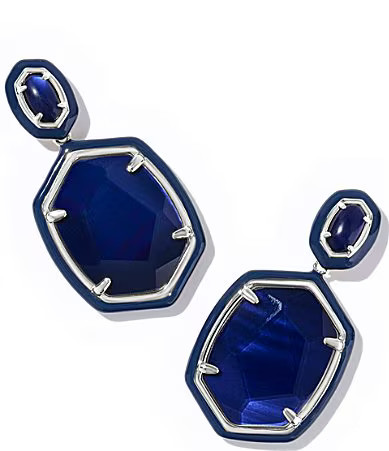 Kendra Scott Daphne Enamel Frame Pearl Drop Earrings - Silver Navy Mother of Pearl | Dillard's