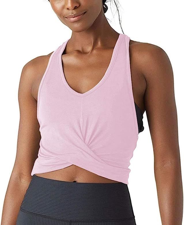 Crop Top Workout Shirts Muscle Tank Cropped Athletic Workout Top for Women Gym | Amazon (US)