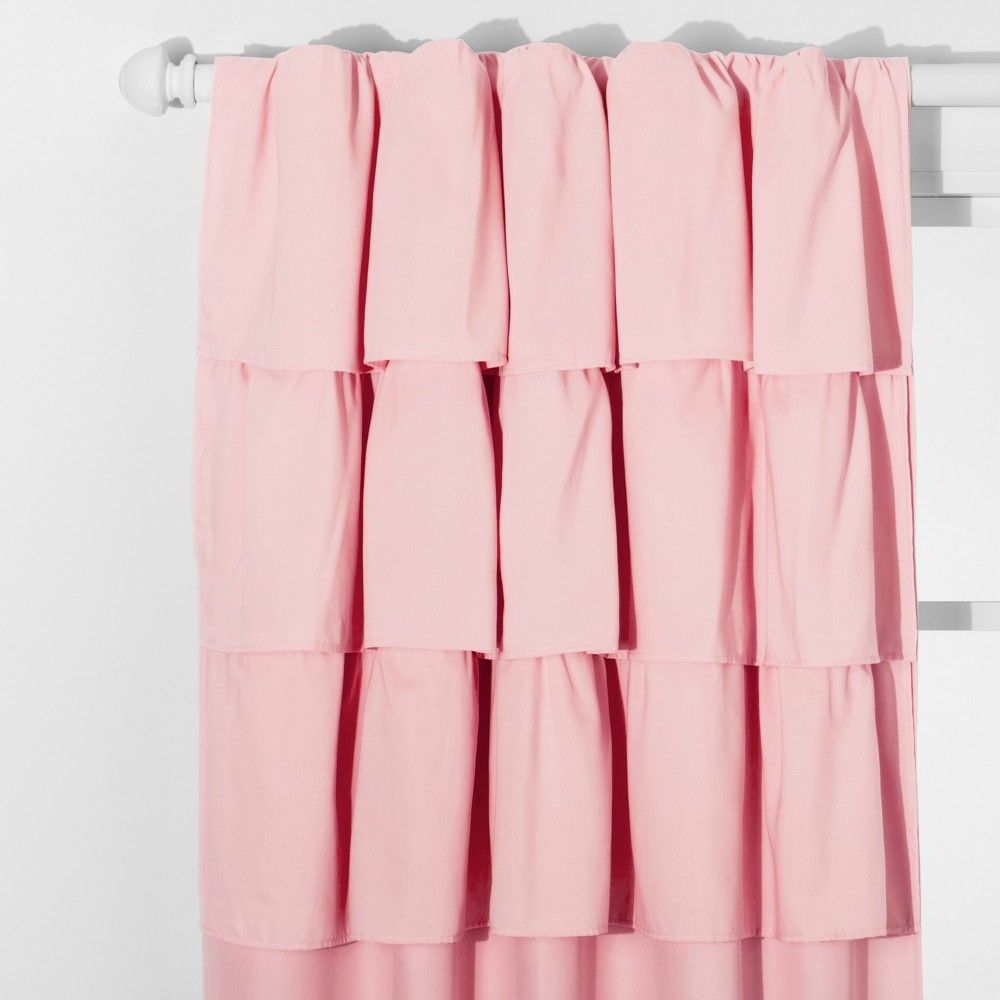 63"" Ruffle Blackout Curtain Panel Pink - Pillowfort | Target