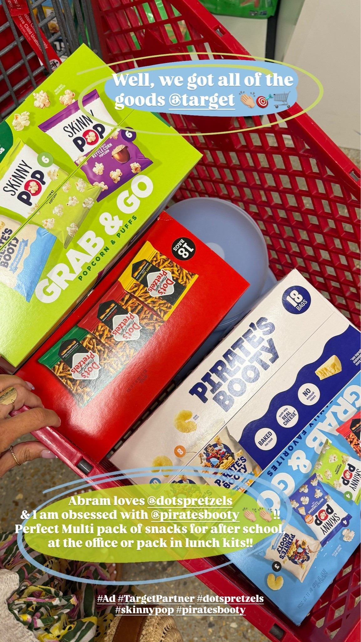 #ad Come with us to @target to stock up on all of the best snacks!! Love that these are made with simple ingredients & bonus is that everyone in the fam loves them!!! 
Grab them for school lunches, work or just snack on at home!! 
#TargetPartner #dotspretzels #skinnypop #piratesbooty @dotspretzels @piratesbooty @theskinnypop
