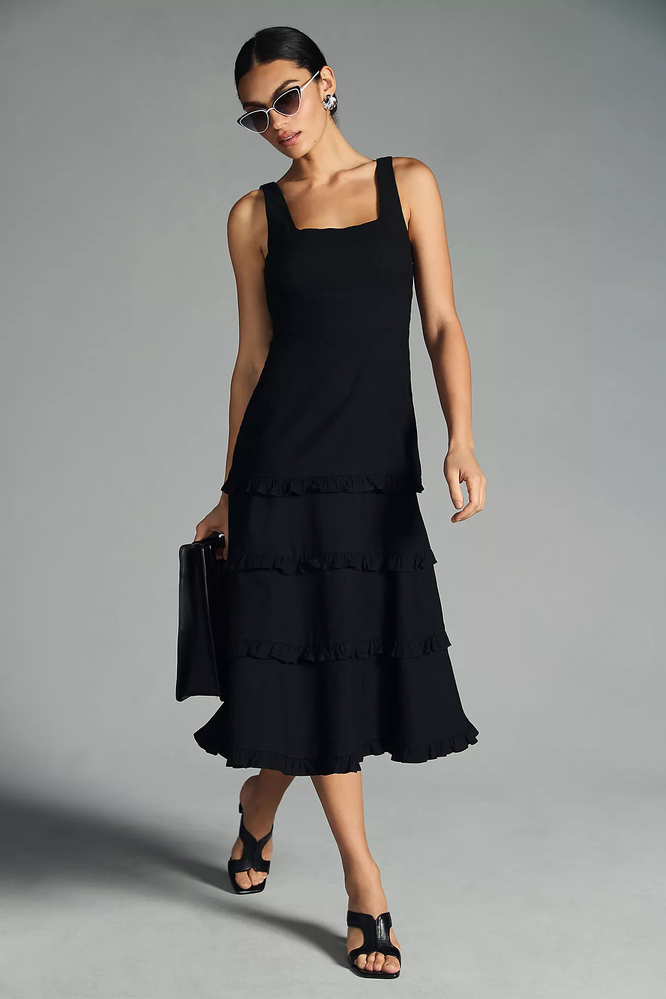 The Blythe Square-Neck Tiered Dress | Anthropologie (US)
