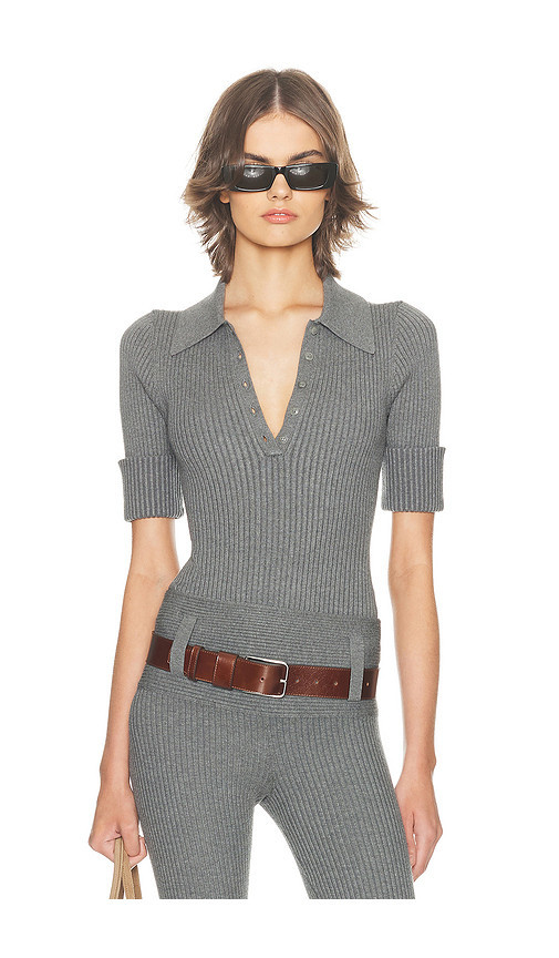 Helsa Devora Polo Bodysuit in Grey. Size XS | Revolve Clothing (Global)