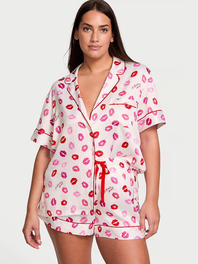 Buy Glazed Satin Short Pajama Set, COCONUT WHITE & LIPSTICK KISSES - Order Pajamas Sets online - ... | Victoria's Secret (US / CA )