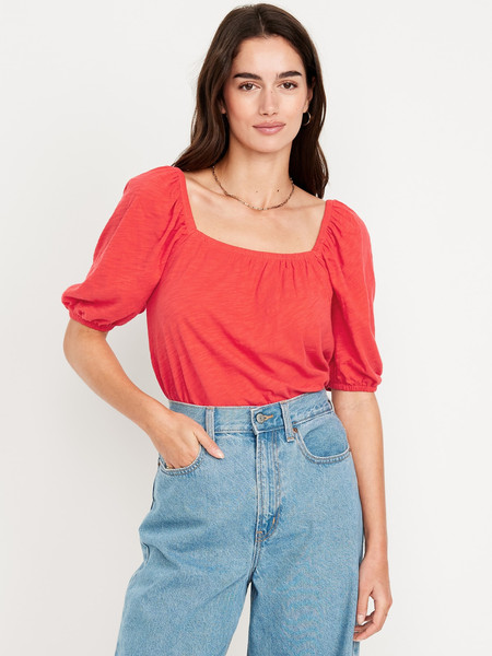 Square-Neck Puff-Sleeve Top | Old Navy (US)