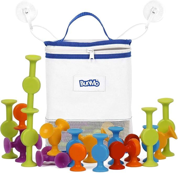 BunMo Bath Toys with Suction Bathtub Toy Organizer - 24 Pack Brilliant Stem Learning Educational ... | Amazon (US)