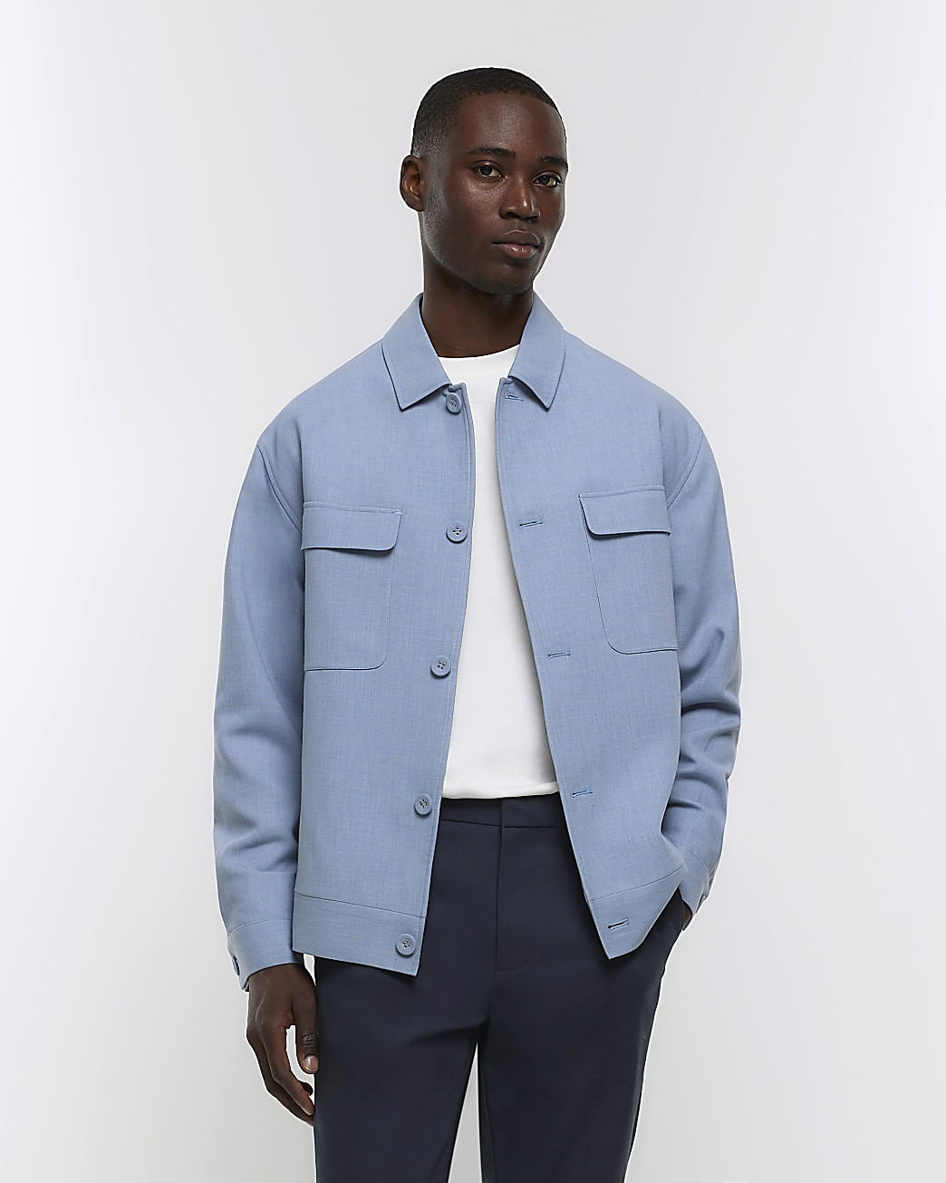 Blue regular fit smart overshirt | River Island (UK & IE)