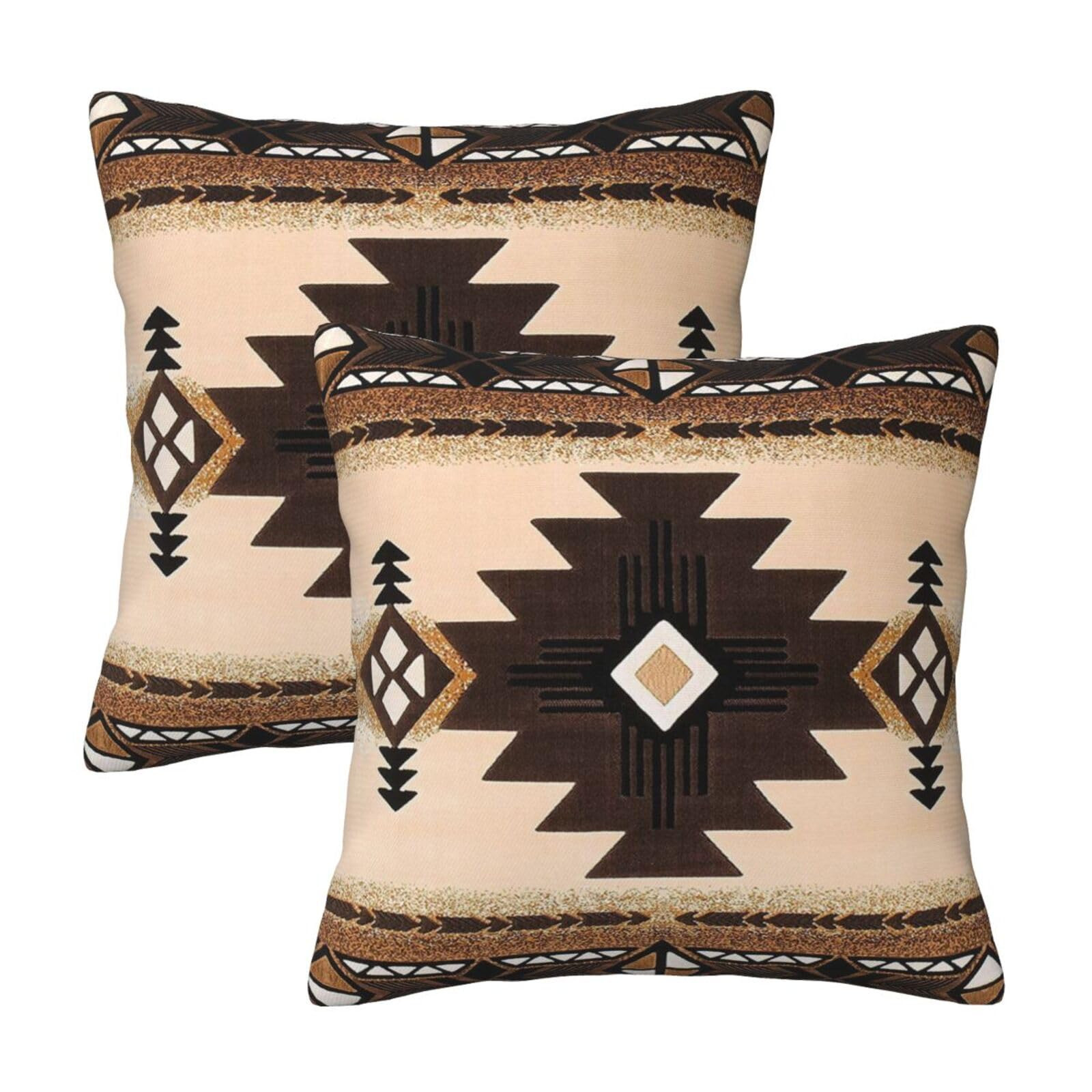 Western Southwest Aztec Pillow Covers 18x18 Set of 2, Native American Brown Throw Pillow Covers O... | Amazon (US)
