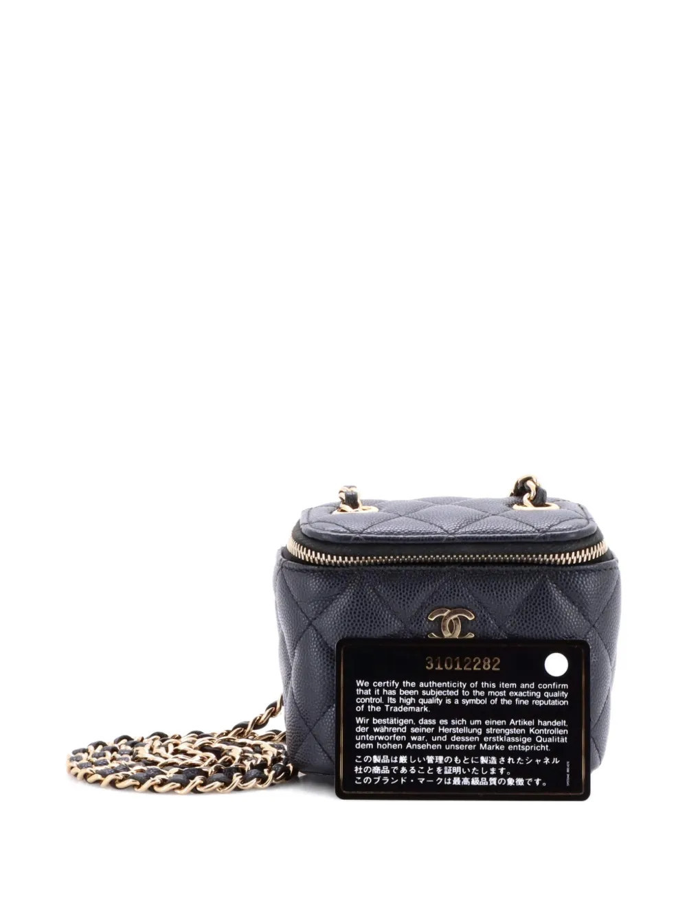 CHANEL Pre-Owned Classic Vanity Case with Chain Quilted Caviar Mini pouch - Black | Farfetch Global