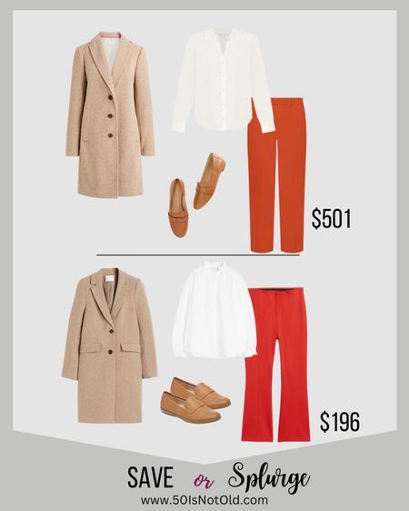 Save or Splurge! The look for less. Why pay more? Trench coat || loafers || orange || fall style || 

#LTKfindsunder100 #LTKfindsunder50 #LTKover40
