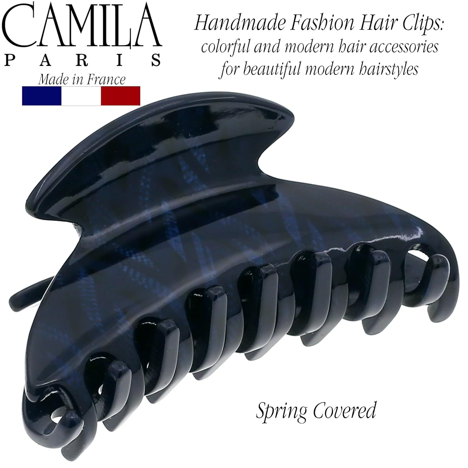Camila Paris CP3267 French Hair Clip for Women, Small 2.75 inch Handmade, Blue, Girls Hair Claw C... | Amazon (US)