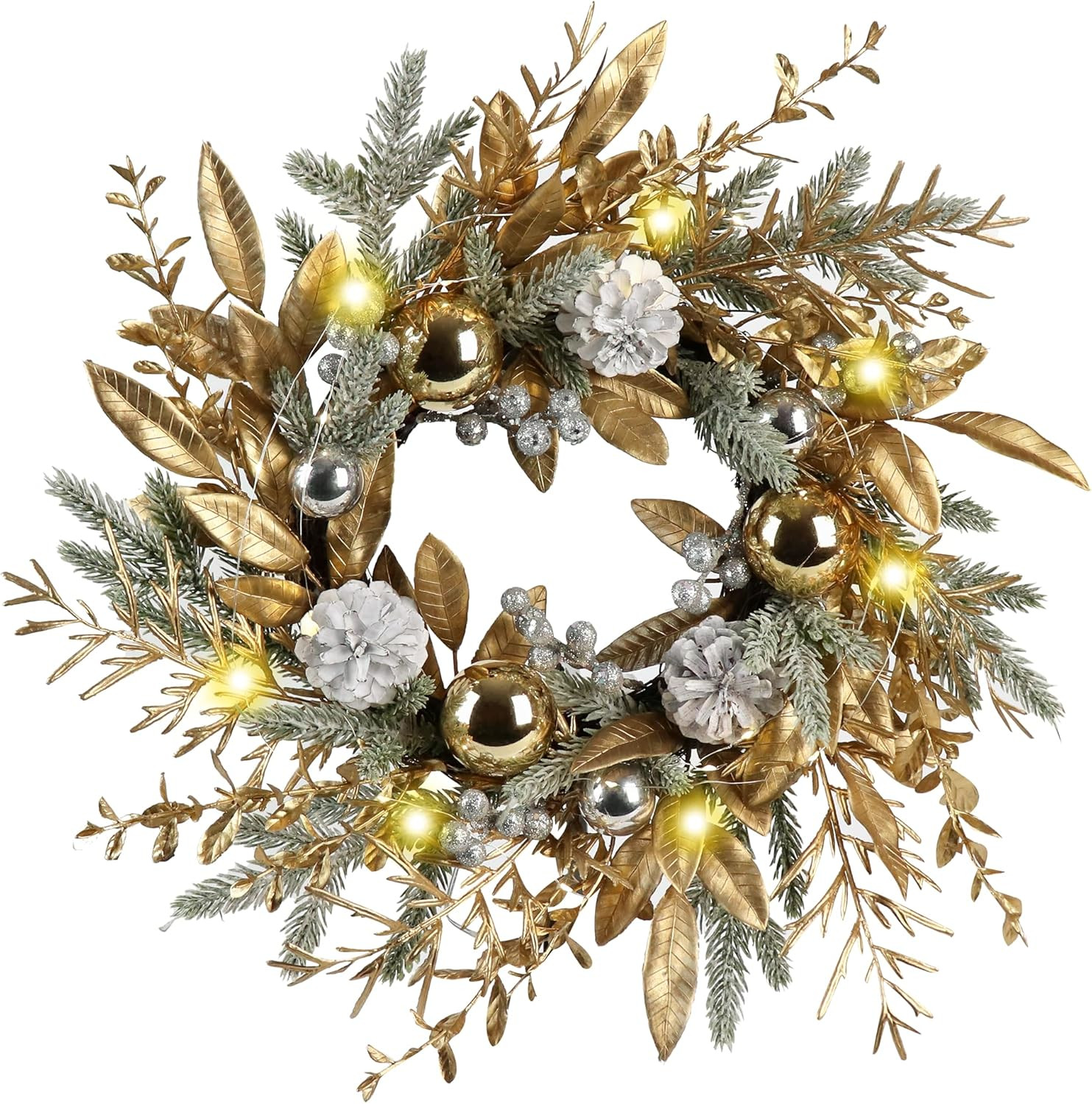 Zavothy Christmas Wreath 20 Inch Christmas Door Decorations Wreath with Warm Lights,Christmas Bal... | Amazon (US)