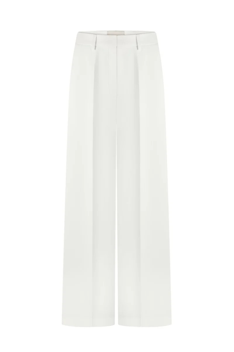 WHITE HIGHT-RISE WIDE LEG PANTS | DELEGAN | CULT MIA | CULT MIA UK LTD
