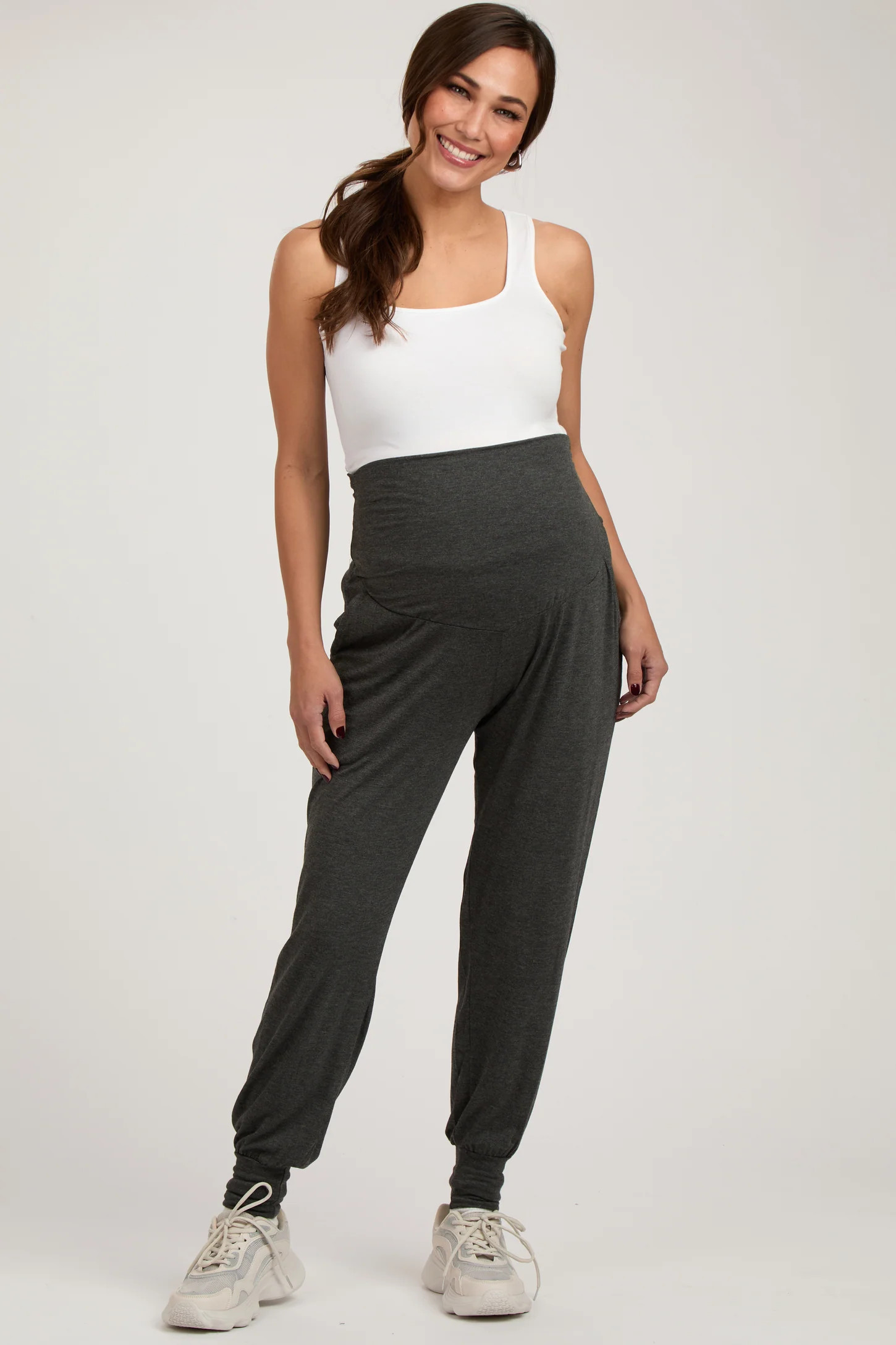 Charcoal Soft Knit Maternity Joggers | PinkBlush Maternity