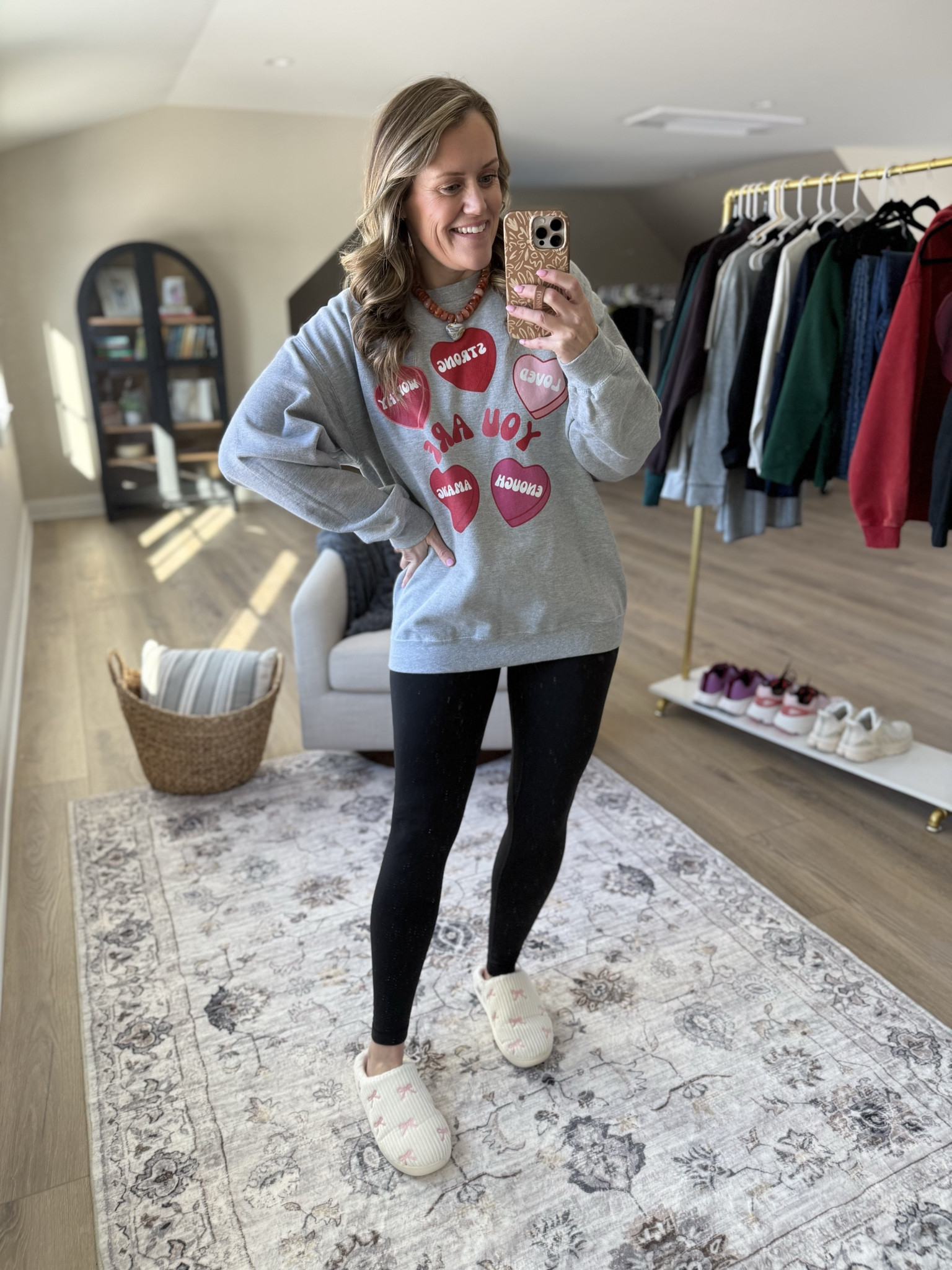Valentine’s Day
Sweatshirt
Leggings 
Slippers 
Amazon 
Mom outfit 
OOTD 

#LTKdayinmylife #LTKmomlife #LTKootd