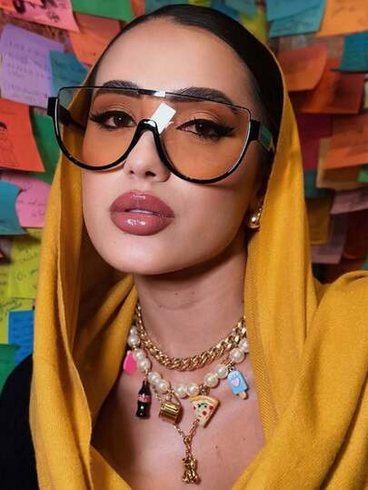 1pc Classic Half Frame Trimmed Y2K Personalized Fashion Fashion Glasses (No Glasses Case) Y2K Fest Music Fest For Summer Beach Vacation, Outdoor, Travel | SHEIN