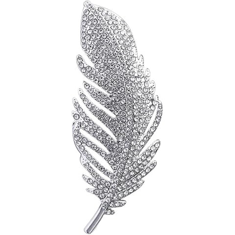 Feather Brooch Pin for Women Trendy Elegant Gold Silver Rhinestone Crystal Feather Leaf Brooch La... | Amazon (US)