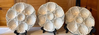 3 Vintage  Majolica French Style Oyster Plate 6 Well Shell Form Ceramic 9" | eBay | eBay US