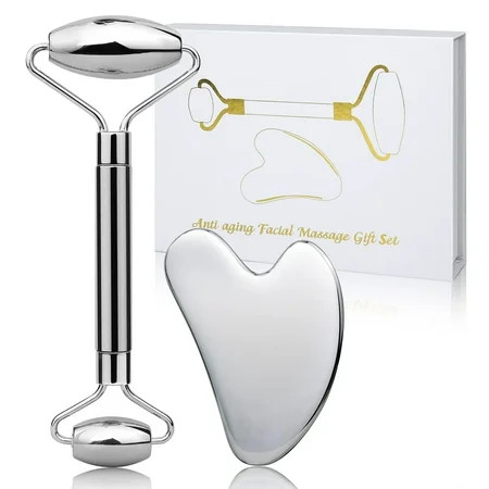 Stainless Steel Face roller and Gua Sha,Skin Care Roller for Wrinkles and Lifting, Metal Face Roller for Face Eyes Neck | Walmart (US)