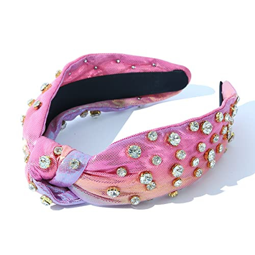 CULHEITE Sequin Knotted Headbands Colorful Tie Dye Headband Rhinestone Glitter Hairband Fashion Purple Pink Hair Accessories in Spring Summer | Amazon (US)
