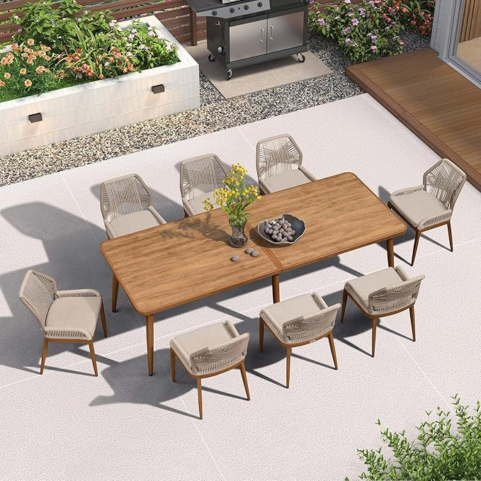 PURPLE LEAF 7 Pieces Dining Set Patio Metal Rectangular Table and Wicker Rattan Chairs for Outsid... | Amazon (US)