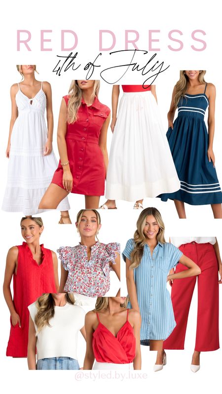 Red dress 4th of July outfits! Maxi skirts, festive tops, and mini dresses perfect for the holiday weekend! 

#LTKStyleTip #LTKSeasonal