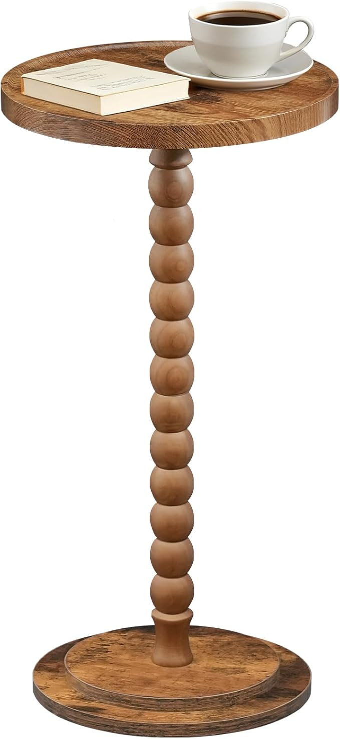 HOOBRO Round Side Table, Small Drink Table for Small Space, End Table with Rubberwood Accent Leg,... | Amazon (US)