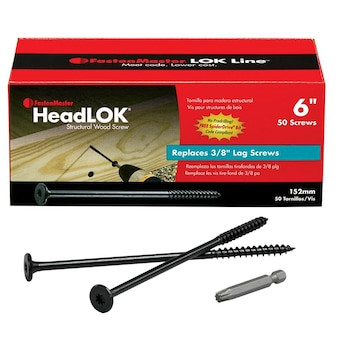 HeadLOK  by FastenMaster 6-in Black Ecoat Flat -Head Exterior Structural wood screws 50 -Pack | Lowe's