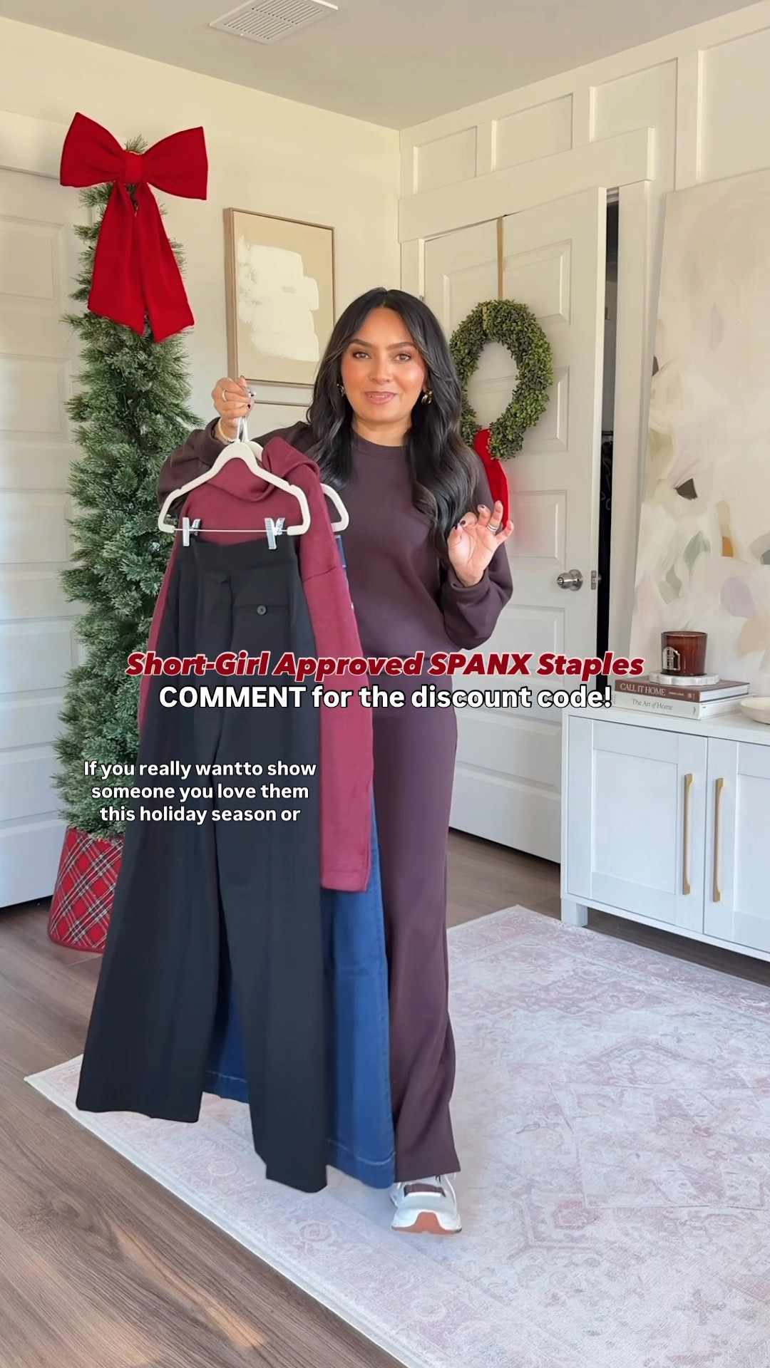 CODE: HONEYSWEETXSPANX for 15% off + free shipping, excluding sales. This code technically works for first purchases only but use a different email at checkout to use the code multiple times! 

For reference: I’m 5’0, 32b bra size, and 2/26 in bottoms, pear shaped. 
*Everything I share is unaltered! TTS means true to size.
Wearing size xs in tops and xs petite in pants in all pieces! Everything fits TTS.
The red top in color Casis heather will be available in this color on 12/4
Sneakers size 6.5 TTS 
Boots size 5.5 TTS

#LTKCyberWeek #LTKGiftGuide #LTKHoliday