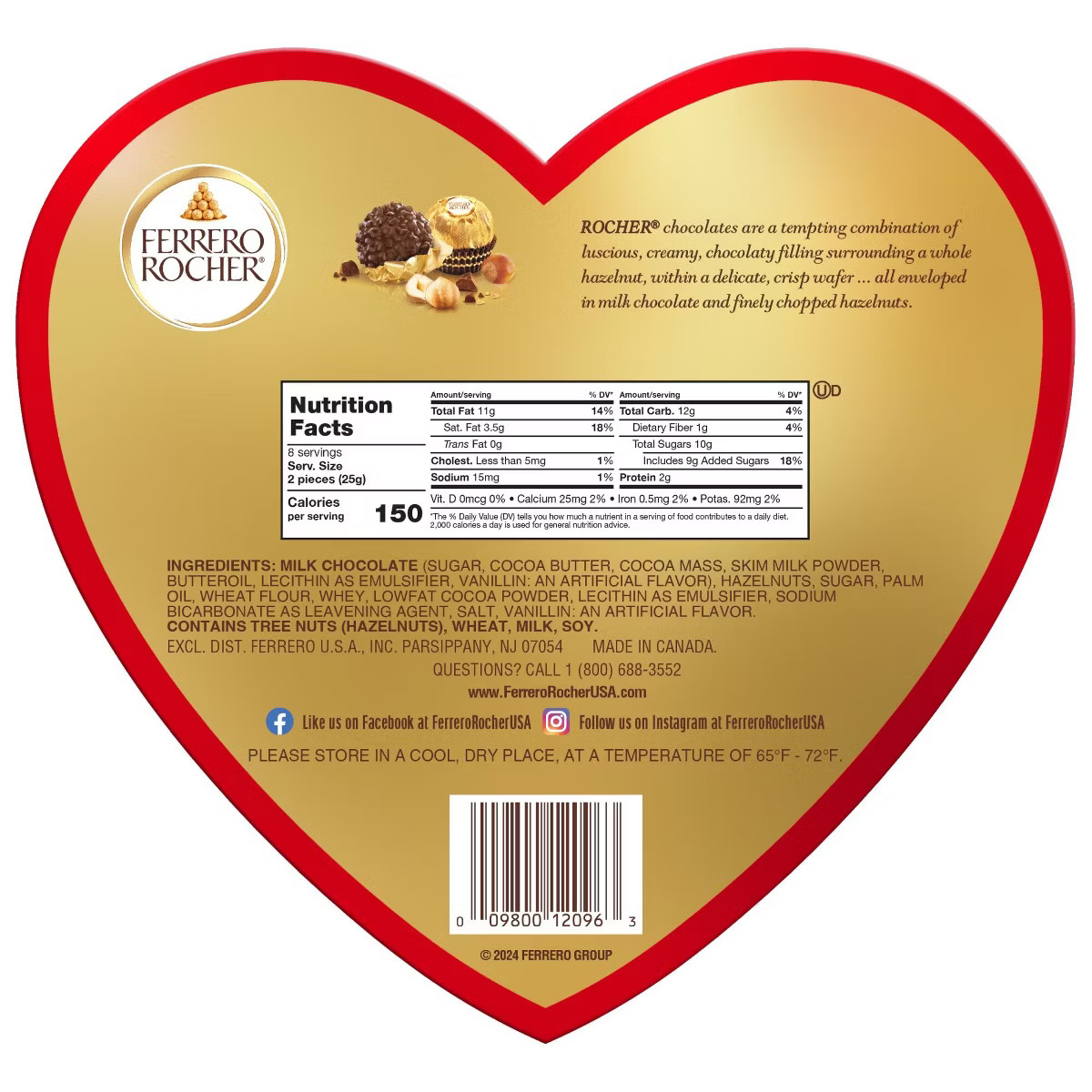 Ferrero Rocher Valentine's Fine Hazelnut Chocolates - 7oz | Target