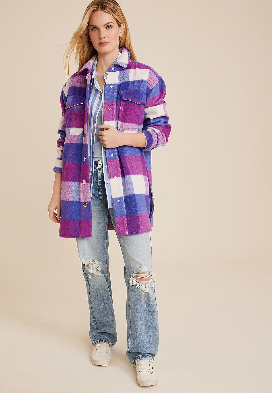 Plaid Paris Shacket | Maurices