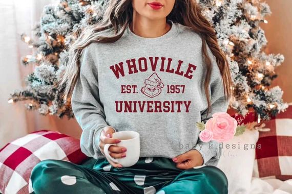 WHOVILLE University Sweatshirtgrinch Whoville Christmas | Etsy | Etsy (US)