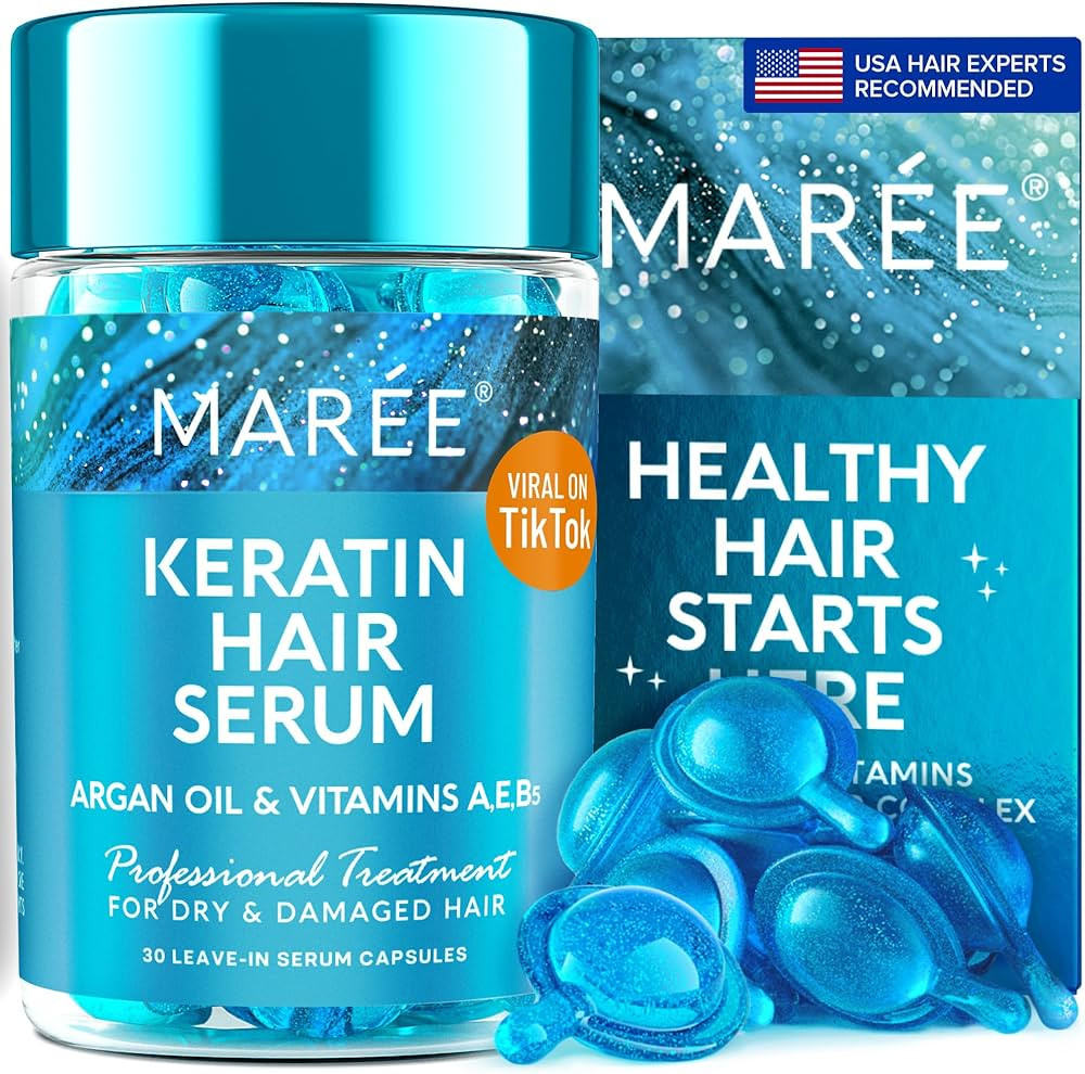 MAREE Hair Styling Serum for Frizzy & Dry Hair - Keratin Styling & Moisturizing Oil Capsules with... | Amazon (US)