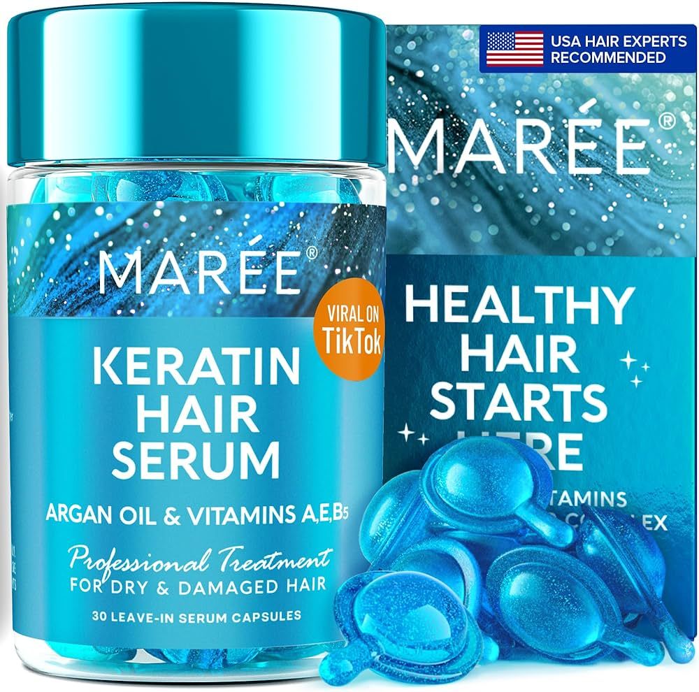 MAREE Hair Styling Serum for Frizzy & Dry Hair - Keratin Styling & Moisturizing Oil Capsules with... | Amazon (US)