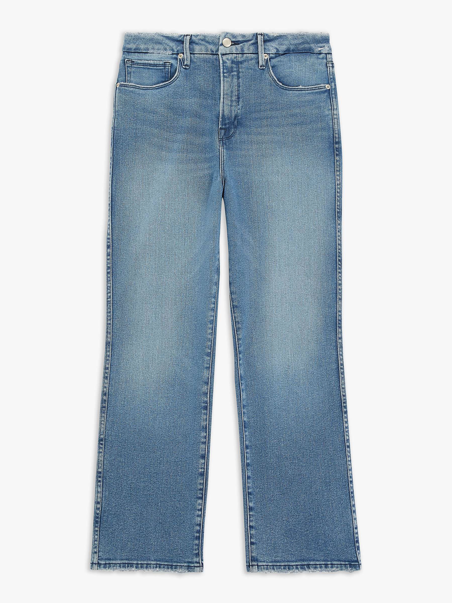 Good American Curve Fray Hem Straight Jeans, Blue 858 | John Lewis (UK)